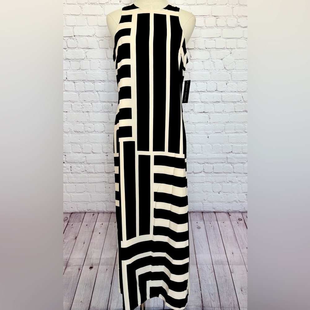 DONNA MORGAN Striped Sleeveless Maxi Dress--8